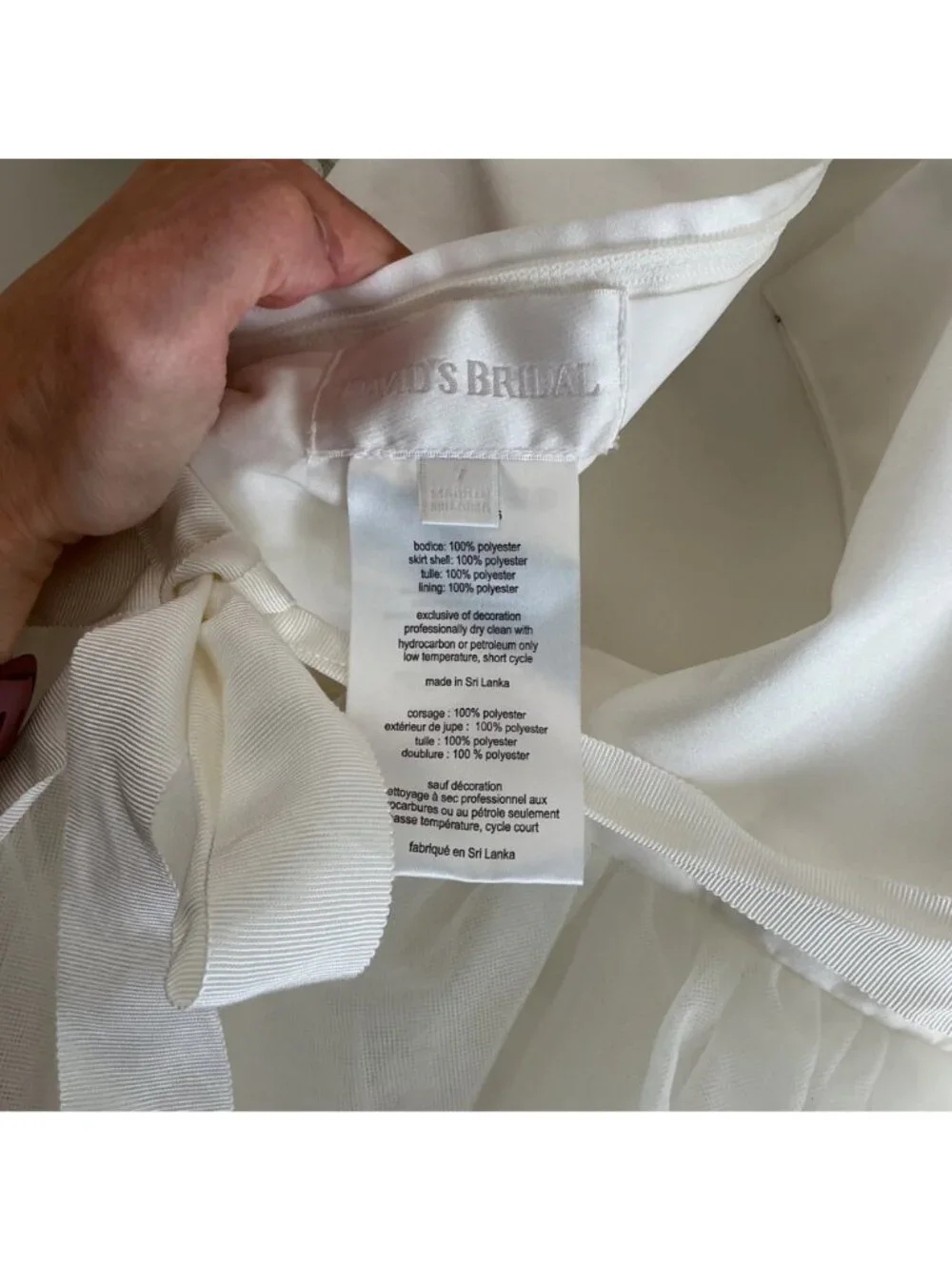 Davids Bridal Ivory Flower Girl Dress With Tulle Skirt & Lace Straps Size 7 - Picture 8 of 11
